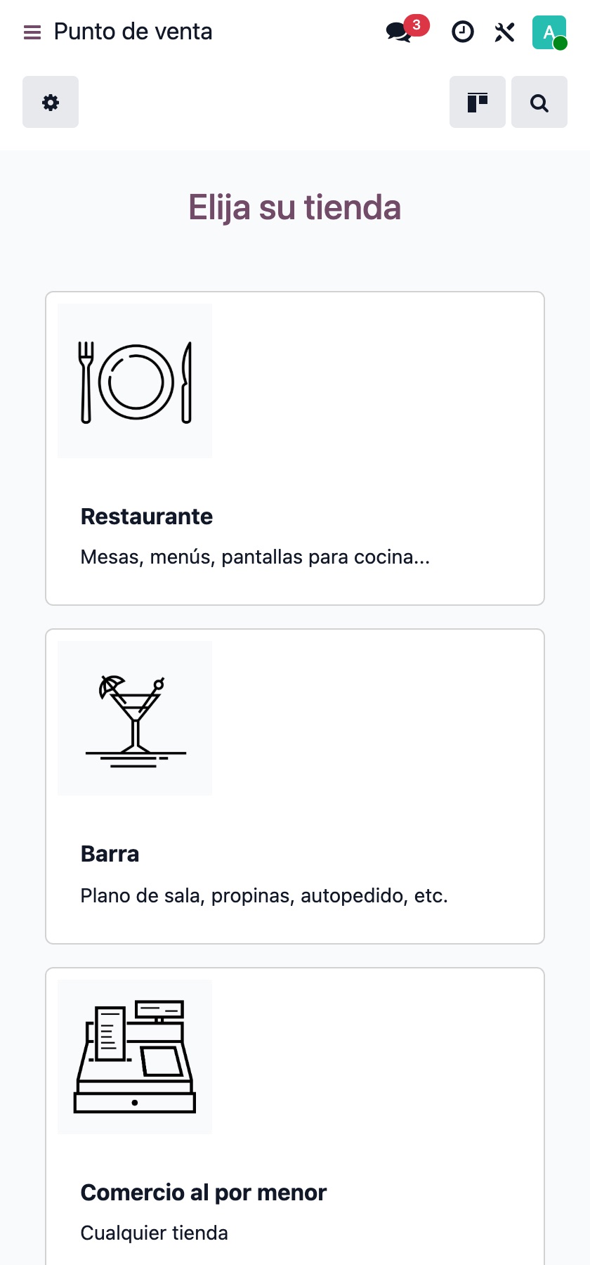 El TPV de Odoo, con Restaurante y Barra, abierto en el móvil
